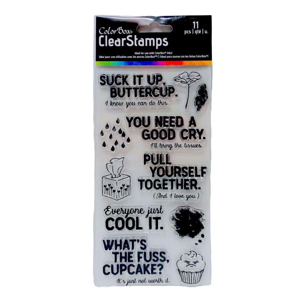 ColorBox Buttercup Clear Stamp Set Empathy Tissues Cupcake Scrapbooking Card NEW